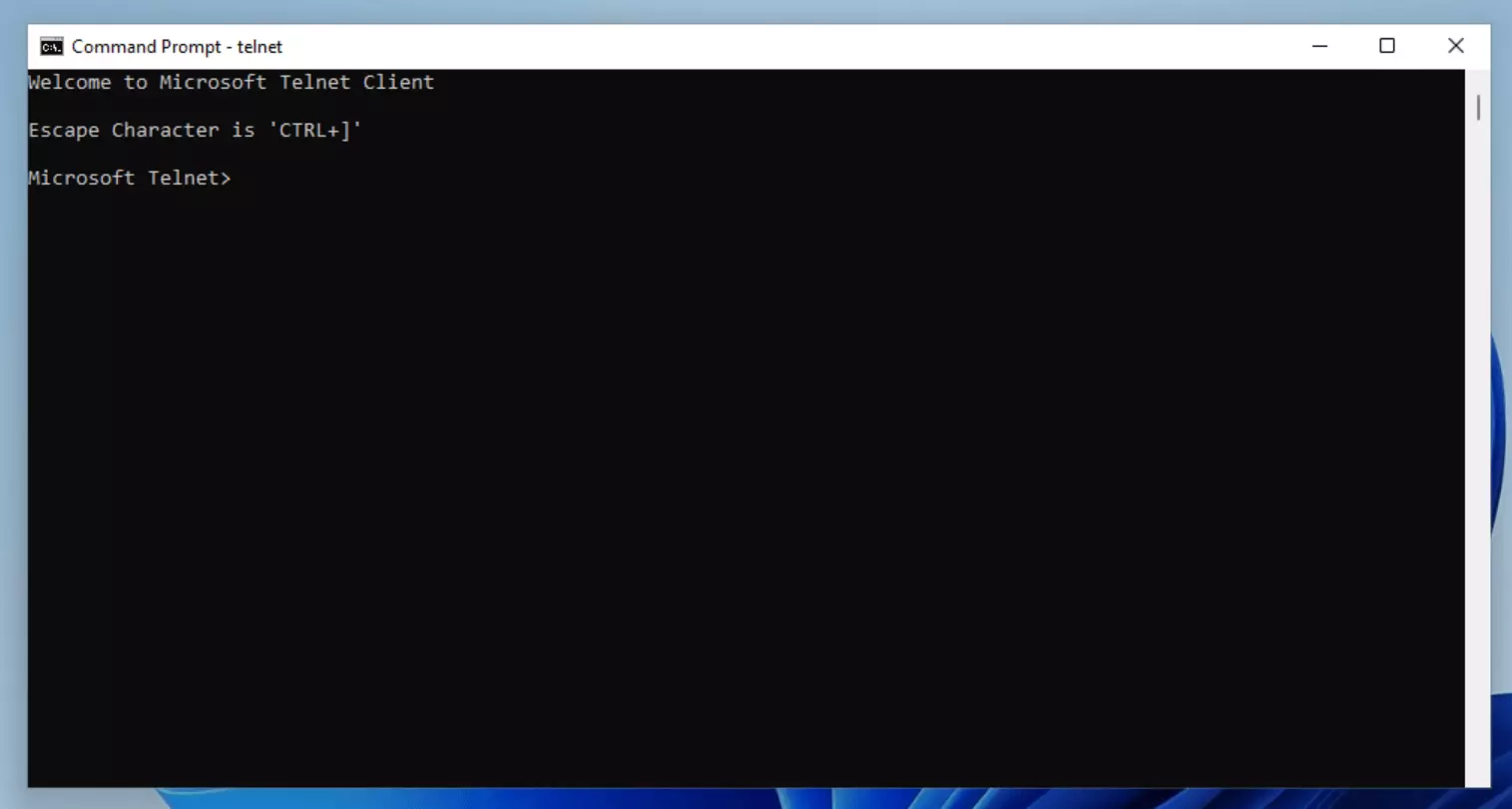 Client Telnet su Windows 11