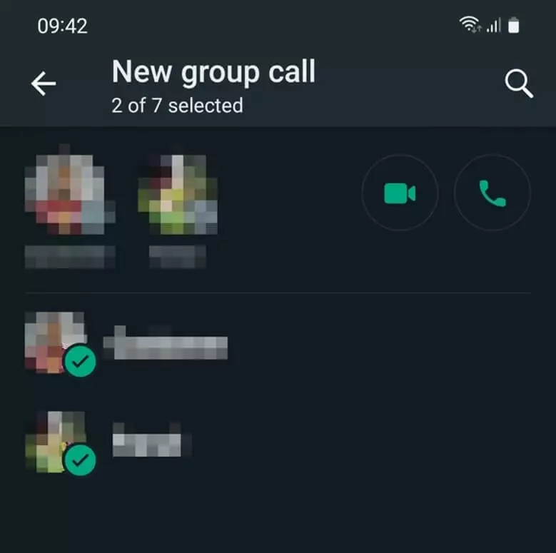 WhatsApp: selezionare i contatti partecipanti alla chiamata di gruppo