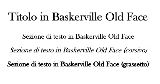 Esempi di testo per il font Baskerville