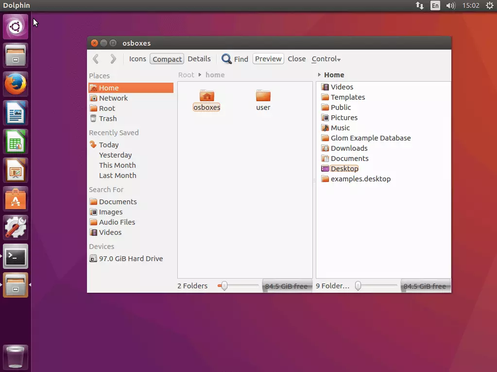 L’interfaccia utente del file manager Dolphin