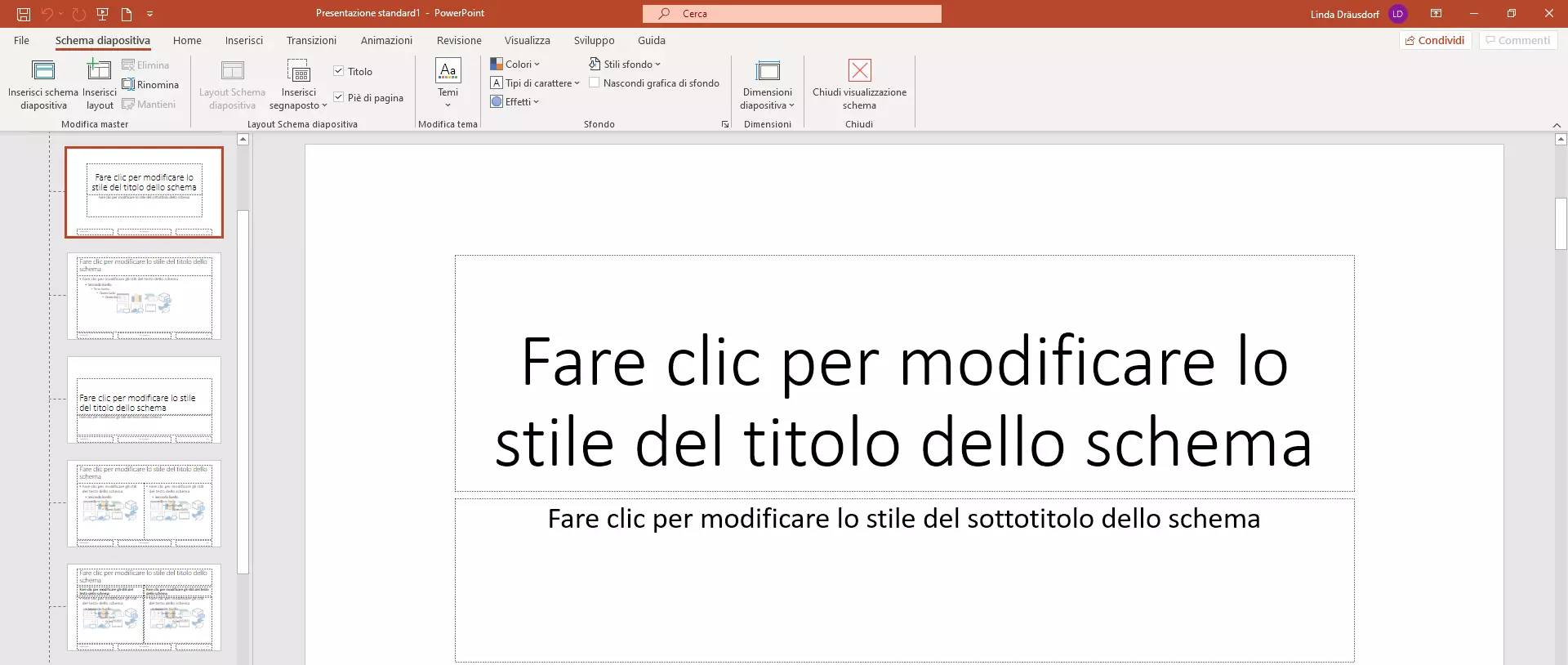 Visualizzazione schema diapositiva in PowerPoint