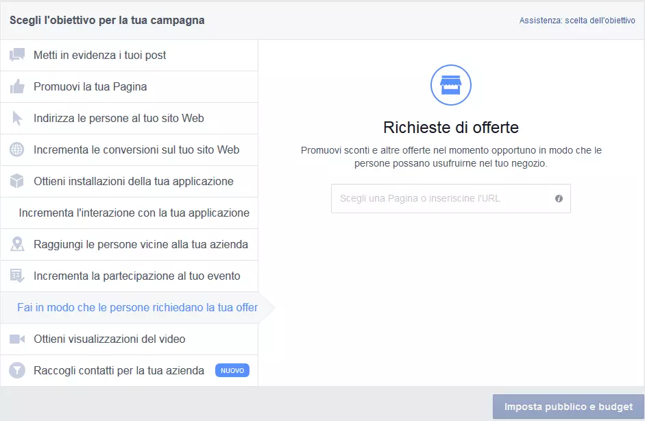 Scegliere l’obiettivo per una campagna Facebook