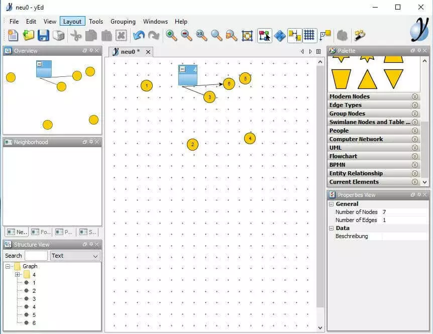 Visualizzazione del progetto nell’editor di yEd Graph in inglese