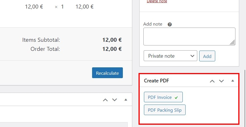 Emettere una fattura in PDF nel back end di WooCommerce