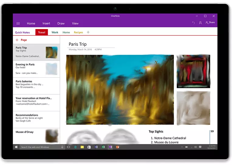 Homepage di OneNote