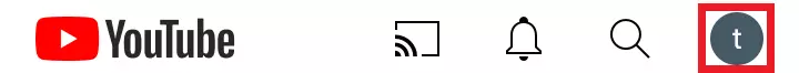 App di YouTube: icona del profilo nella barra dei menu