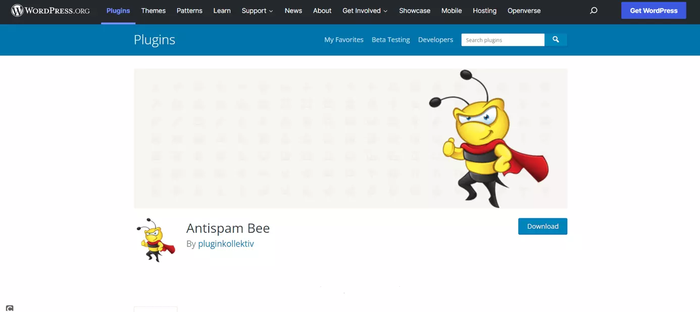 Pagina web del plugin Antispam Bee