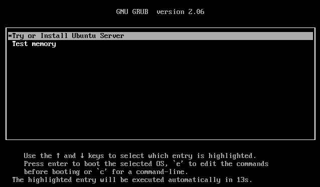 Finestra del bootloader GNU GRUB