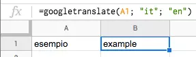 Formula di Google Translate con traduzione mediante riferimento alla cella
