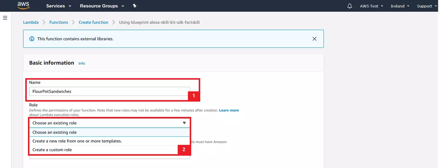 Console di AWS Management: informazioni di base sulla funzione Lambda