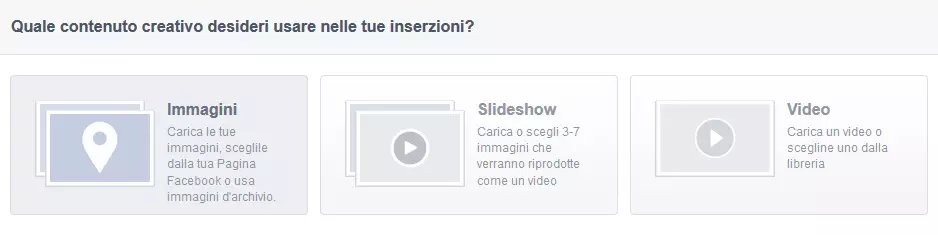 Le inserzioni su Facebook possono contenere immagini e video