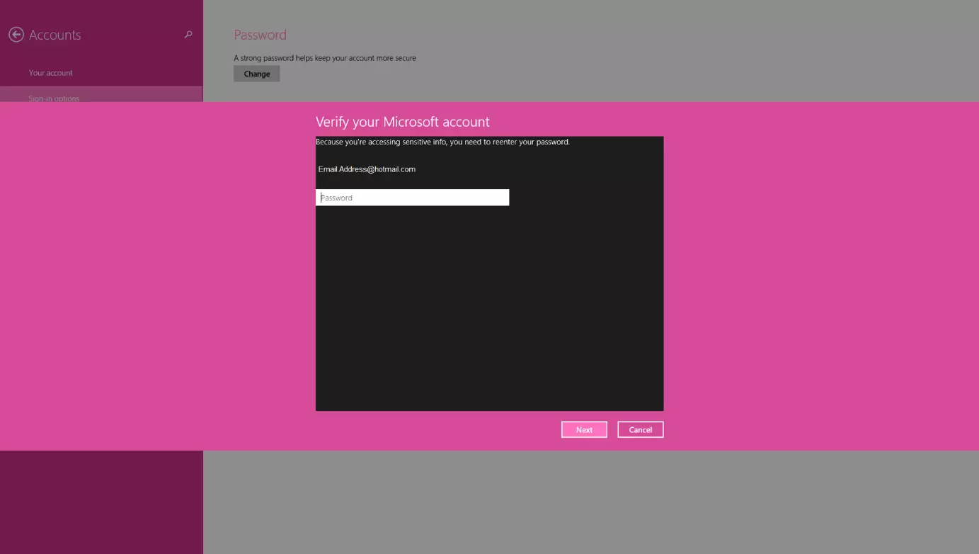 Verifica della password in caso di password già assegnata in Windows 8