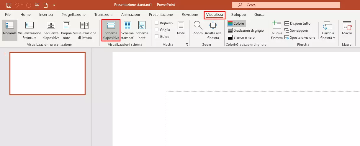 Schema diapositiva in PowerPoint 365