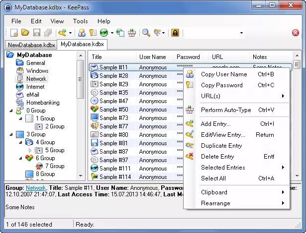 Interfaccia utente di KeePass