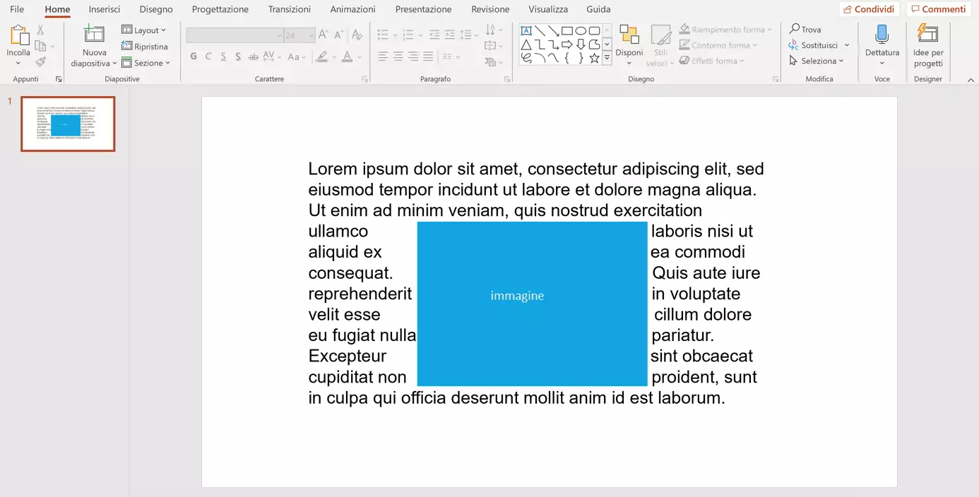 PowerPoint: disporre il testo intorno alle immagini 