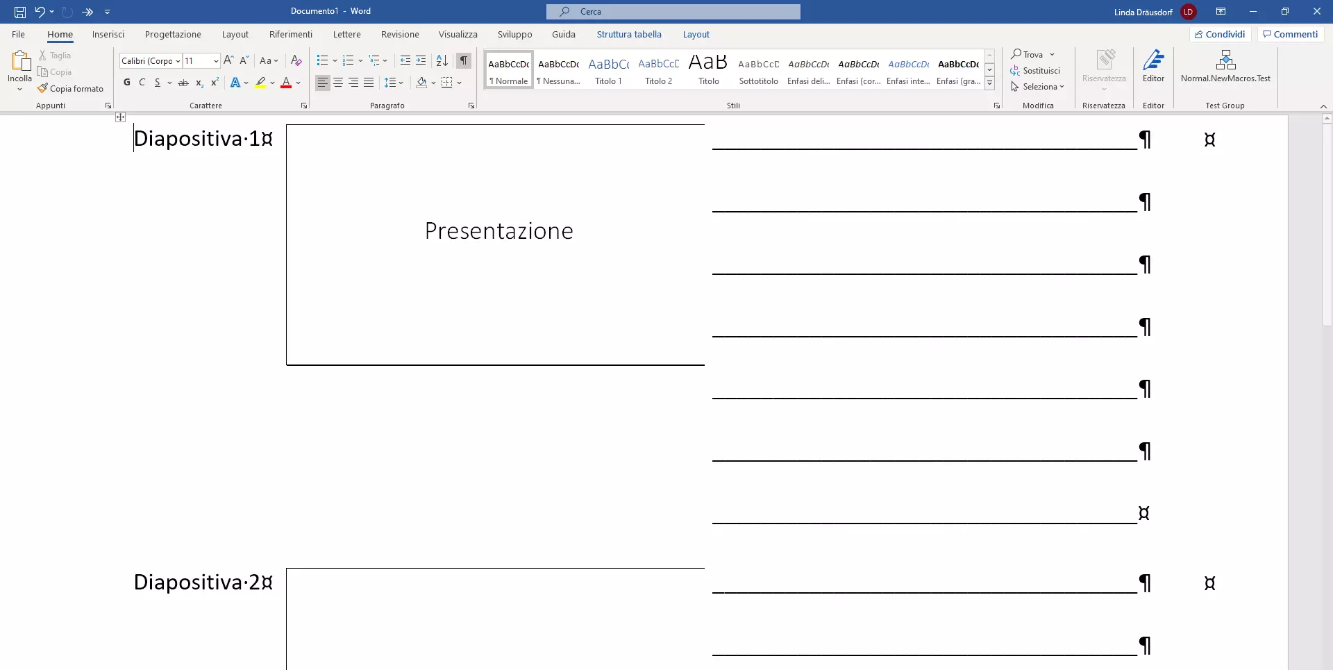 Presentazione PowerPoint esportata in Microsoft Word con righe per note