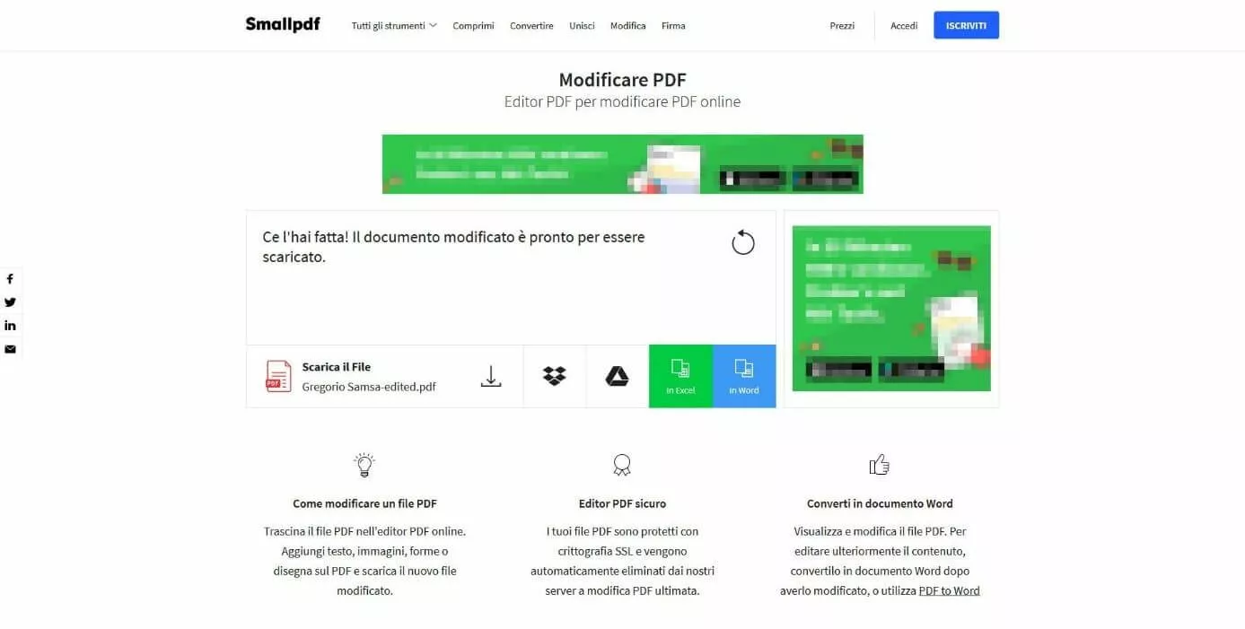 Scaricare e convertire il file PDF elaborato