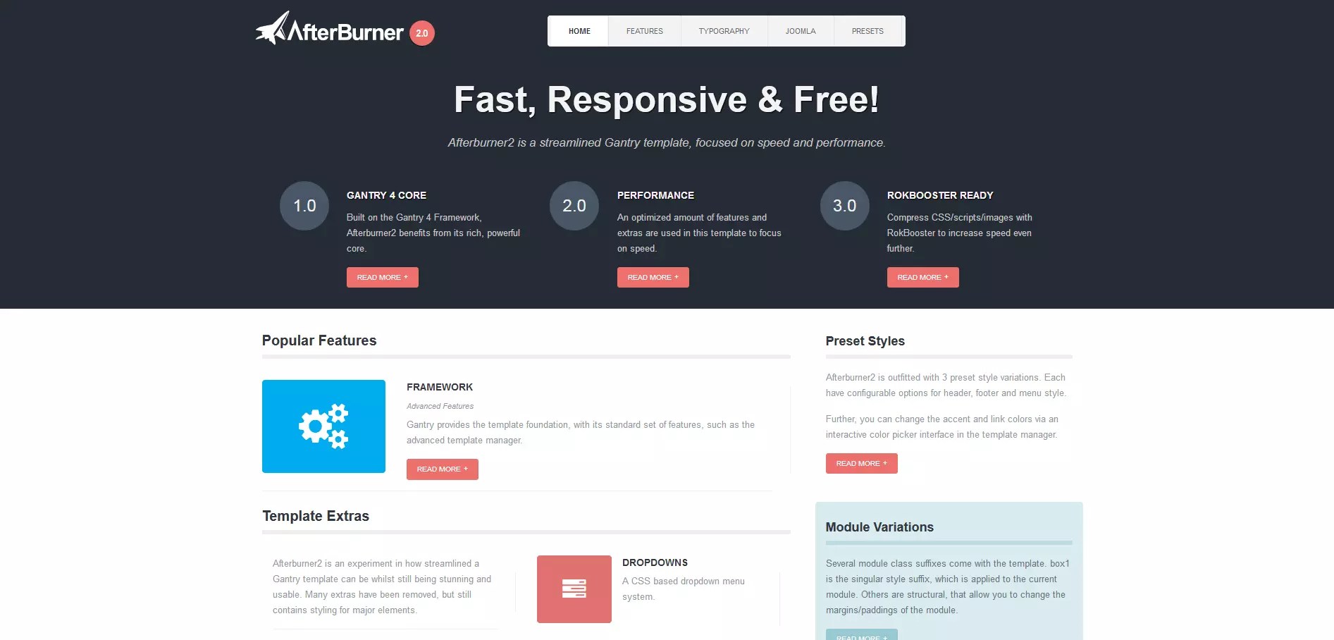 Screenshot del template di Joomla Afterburner2