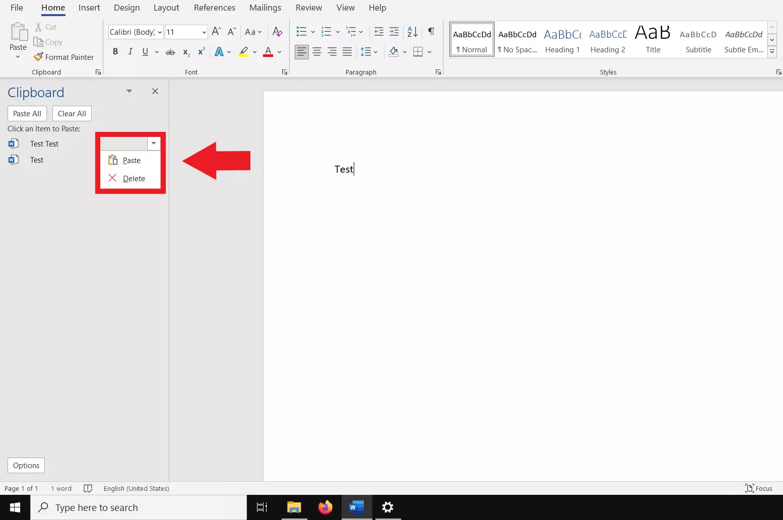 Incollare un elemento dagli Appunti in Word