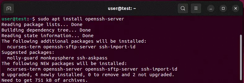 Installazione di SSH nel terminale di Ubuntu