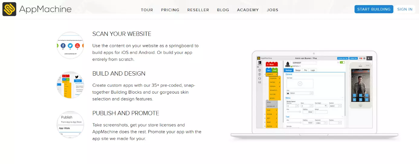 Sito ufficiale dell’app builder AppMachine