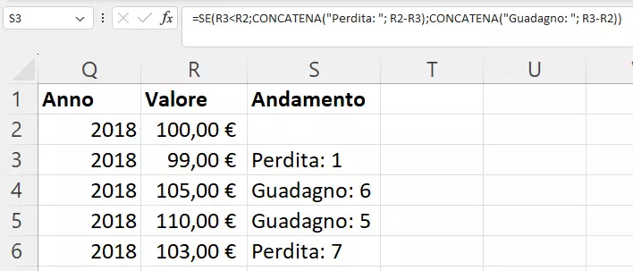 Funzione SE di Excel: esempio complesso con CONCATENA