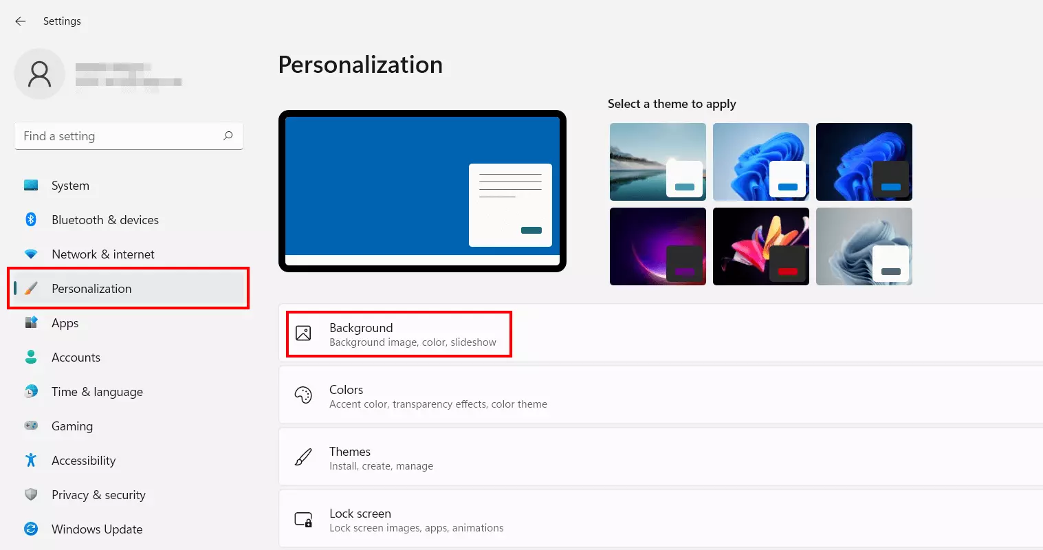 Menu di Windows 11 “Personalizza”