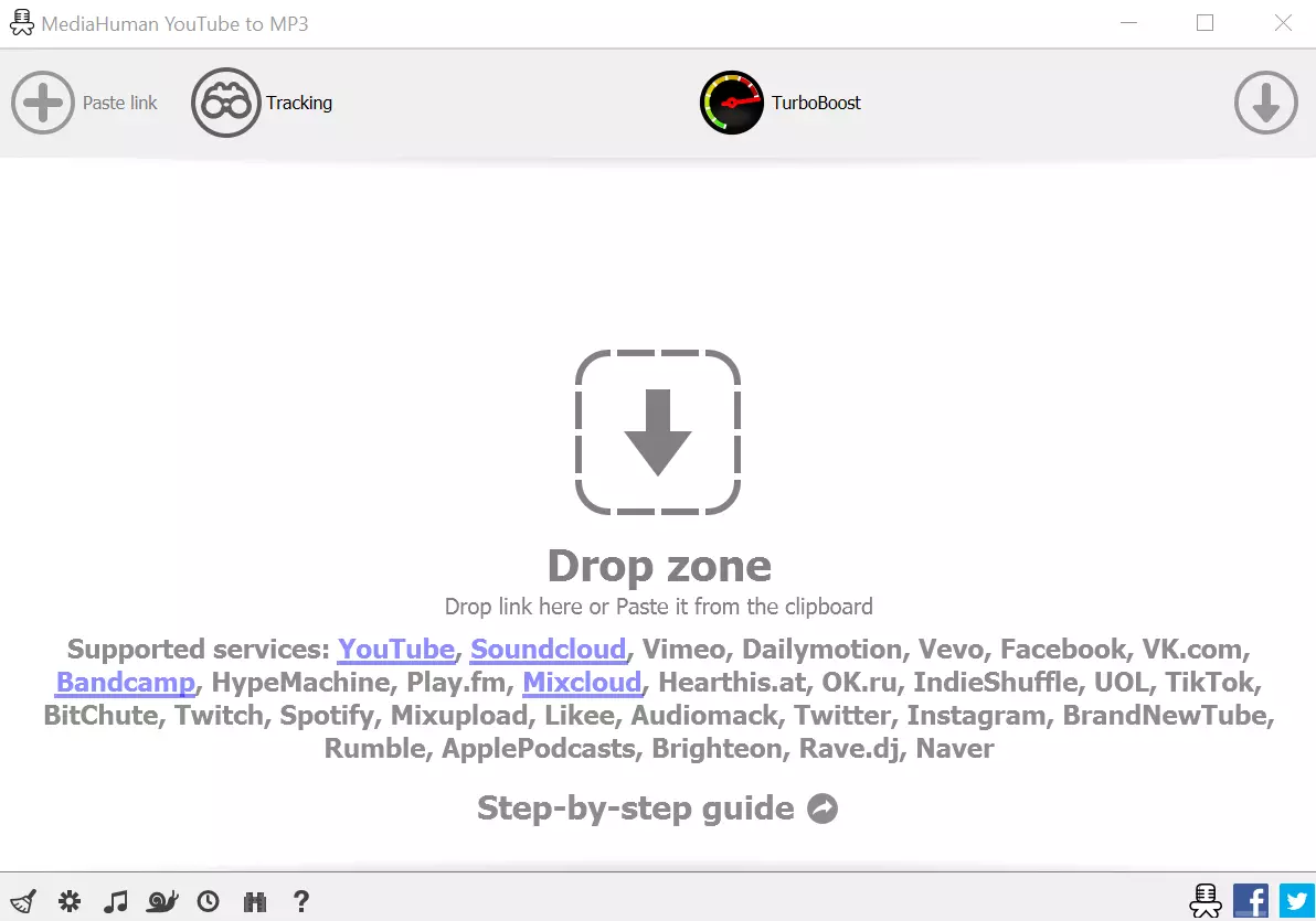 Interfaccia grafica del convertitore YouTube to MP3 di MediaHuman