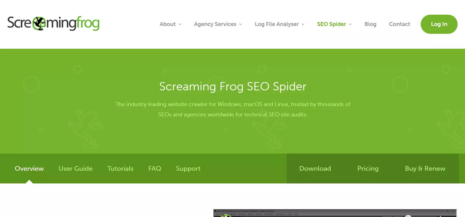 Screenshot dello strumento SEO Screaming Frog