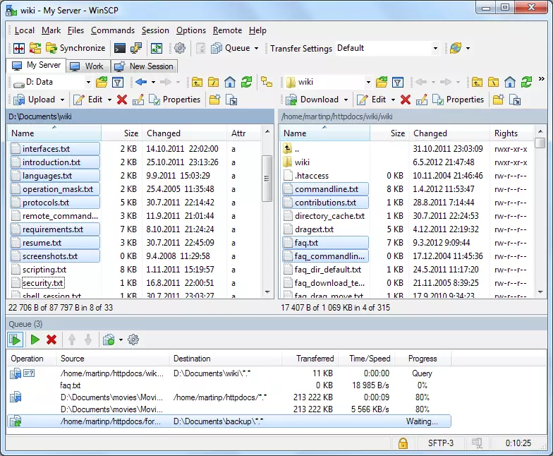 Scambio di dati con WinSCP