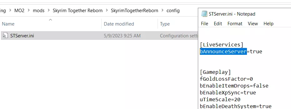 Server Skyrim Together: file di configurazione STServer.ini