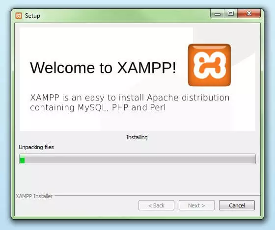 Inizio dell’installazione vera e propria di XAMPP