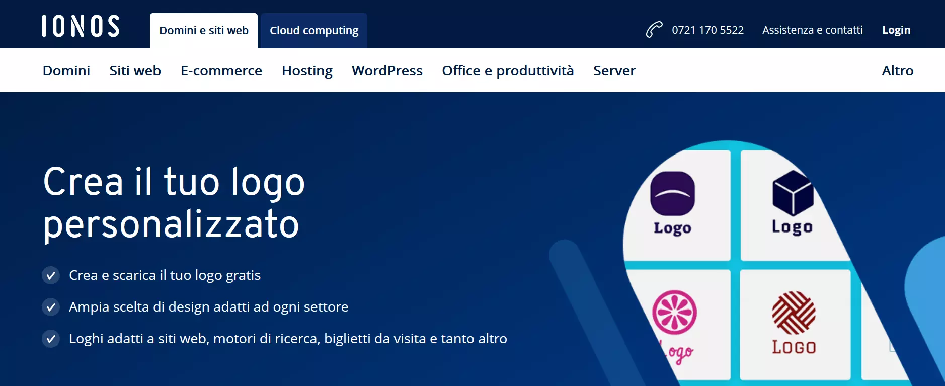 Sito web del Generatore di logo di IONOS