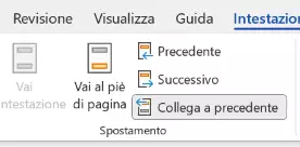 È possibile collegare piè di pagina e intestazioni in Word