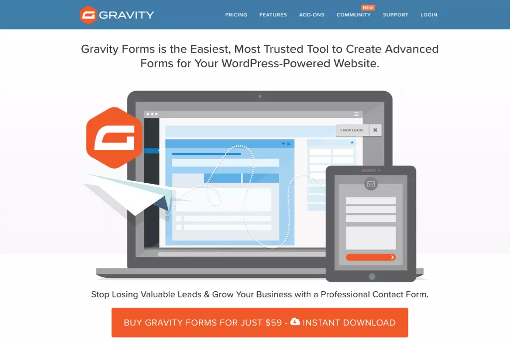 Il plug-in per moduli di contatto WordPress Gravity Forms 