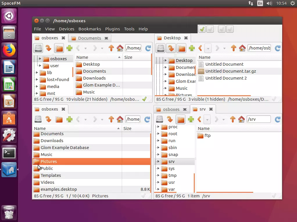 L’interfaccia utente del file manager per Linux SpaceFM