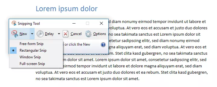 Utilizzo dello strumento di cattura di Windows 10 in Wordpad