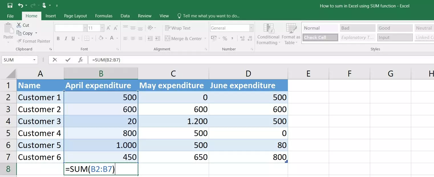 Calcolo della somma per i valori di una colonna specifica su Excel