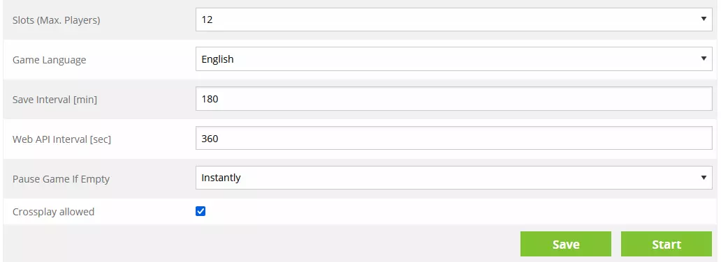 Avvia il server FS25 attraverso l’interfaccia web