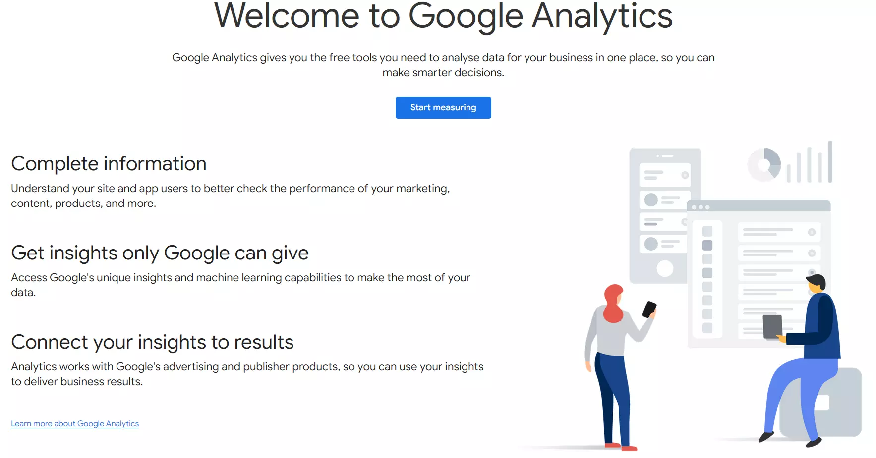 Pagina informativa di Google Analytics