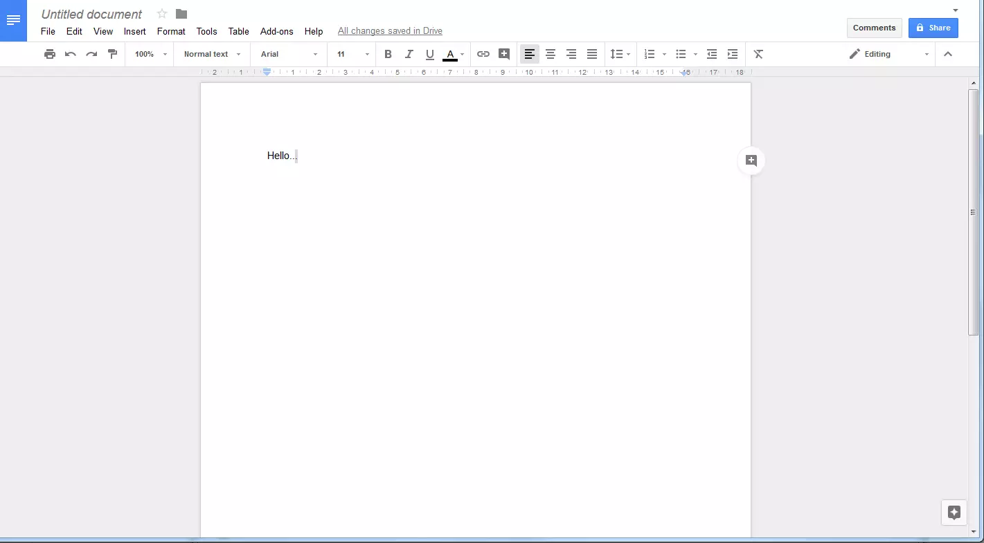 Screenshot da Google Docs