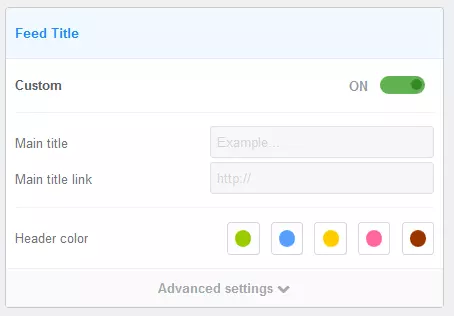 Menu di FeedWind: impostazioni del titolo