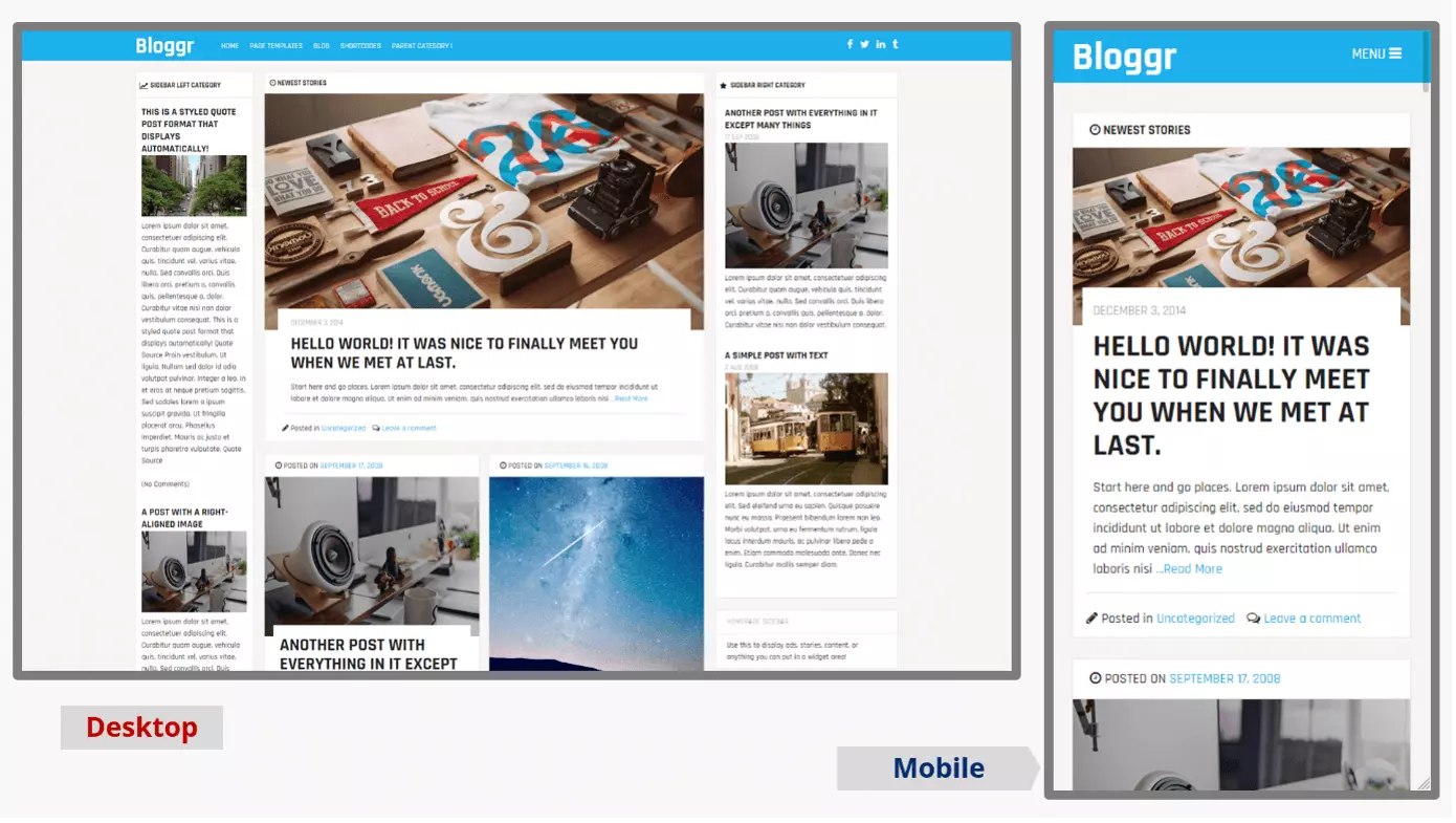 Screenshot del tema del blog WordPress Bloggr