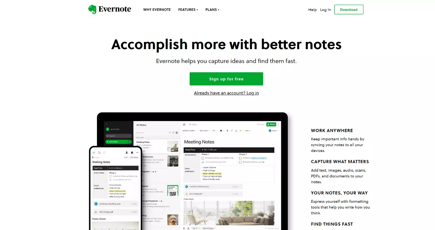 Sito ufficiale di Evernote