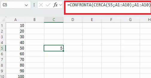 Combinazione in Excel di CERCA e CONFRONTA