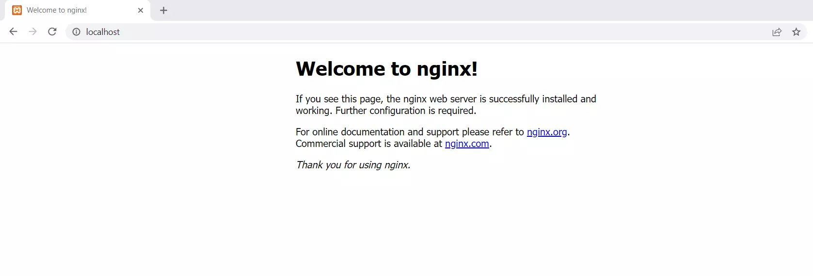 Avviare nginx sul browser