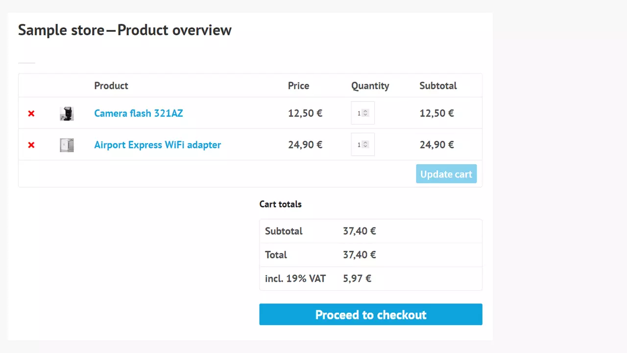 Shortcode di WooCommerce: carrello