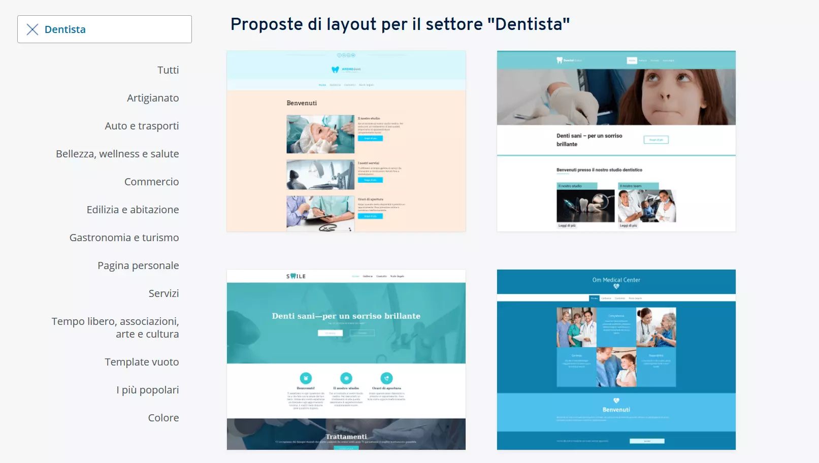 I template consigliati da IONOS per i siti per dentisti