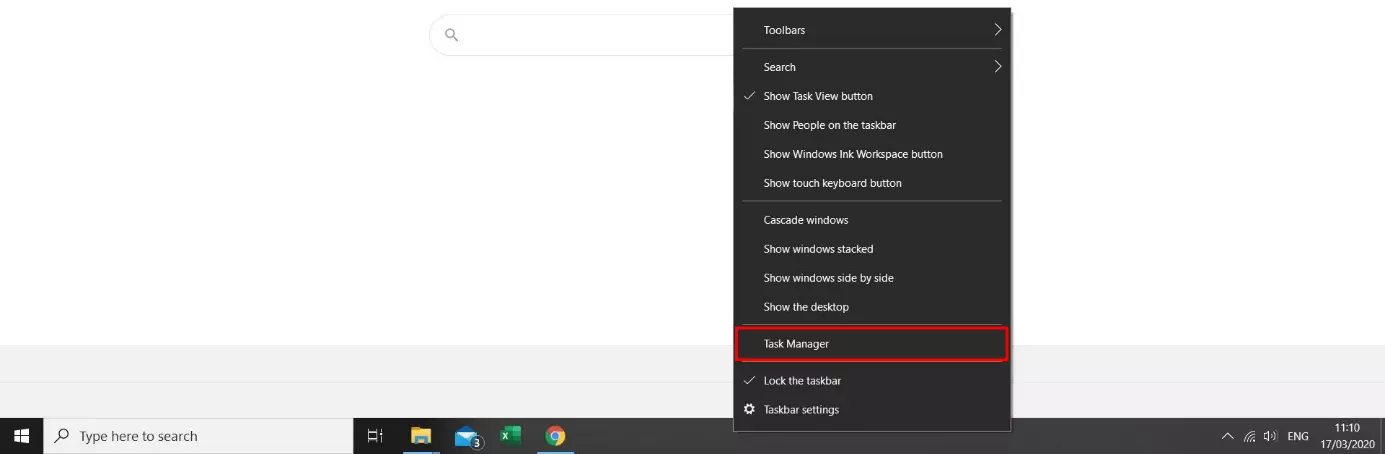 Aprire Task Manager tramite il menu di scelta rapida della barra delle applicazioni