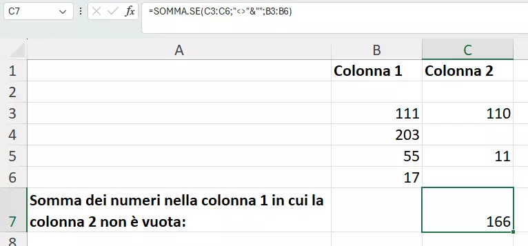 Excel: simbolo diverso + SOMMA.SE